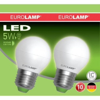 Лампа світлодіодна EUROLAMP (LED) ЕКО серія " Е"  G45 5W E27 4000K акція 1+1