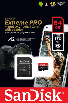 Карта пам'яті SanDisk SDSQXCY-064G-GN6MA Extreme Pro microSDXC 64GB + SD Adapter + Rescue Pro Deluxe