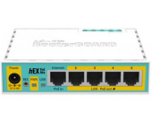 Бездротовий маршрутизатор MikroTik hEX PoE lite 650MHz/64Mb, 1xUSB, 5х100Мбіт, PoE in, PoE out