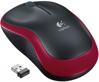 Миша Logitech M185 USB, Red, оптична, Бездротова, 1000 dpi, для ноутбука